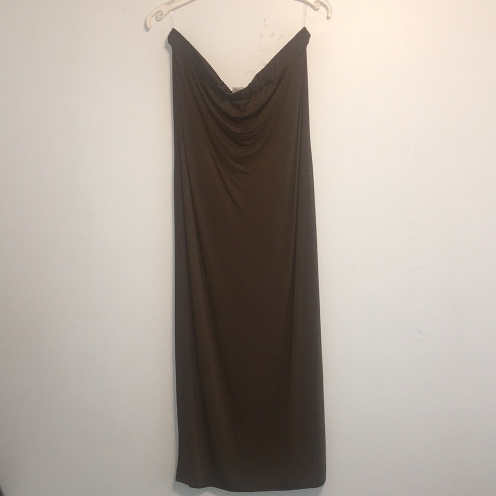 Dark olive green tube dress - Picture 2 of 3